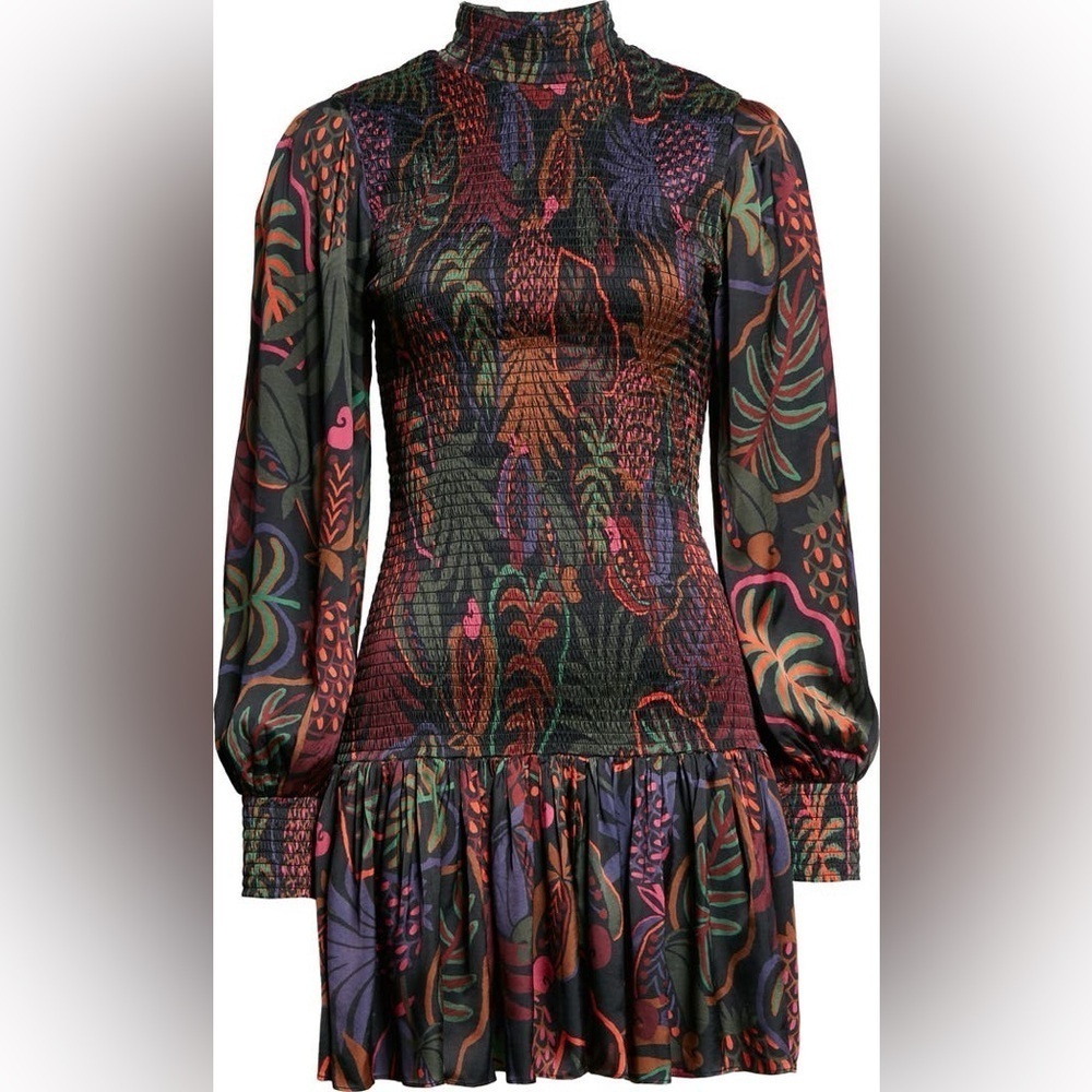 FARM RIO Frutis Dream Long‎ Sleeve Minidress Size Small - Picture 12 of 16